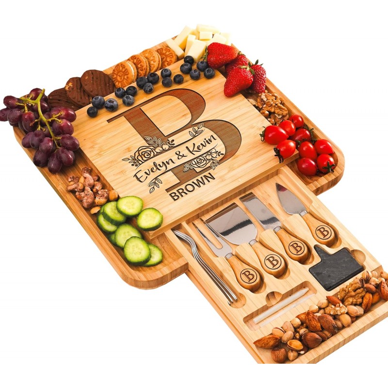 Personalized Charcuterie Board Gifts Set, Custom Large Cheese Board, Charcuterie Board for Wedding, Anniversary, Birthday, Housewarming, Engagement, Party, New Home Gift Couple, Fathers Day, Christmas