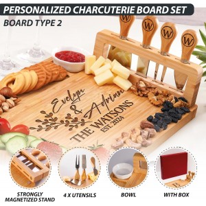 Personalized Charcuterie Board Gifts Set, Custom Large Cheese Board, Charcuterie Board for Wedding, Anniversary, Birthday, Housewarming, Engagement, Party, New Home Gift Couple, Fathers Day, Christmas