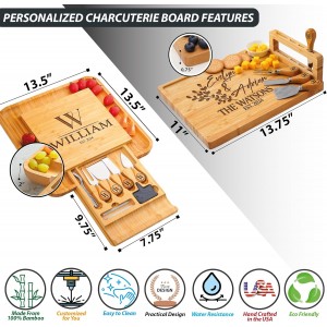 Personalized Charcuterie Board Gifts Set, Custom Large Cheese Board, Charcuterie Board for Wedding, Anniversary, Birthday, Housewarming, Engagement, Party, New Home Gift Couple, Fathers Day, Christmas