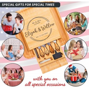 Personalized Charcuterie Board Gifts Set, Custom Large Cheese Board, Charcuterie Board for Wedding, Anniversary, Birthday, Housewarming, Engagement, Party, New Home Gift Couple, Fathers Day, Christmas