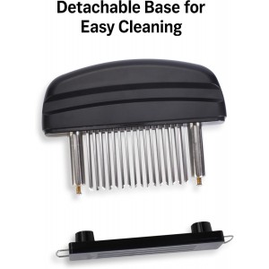 Meat Tenderizer Tool - 48 Stainless Steel Needle Blades for Tenderizing Chicken, Steak, Pork, Beef – Handheld Meat Tenderizer Stapler to Enhance Texture & Taste – Complete with Cleaning Brush