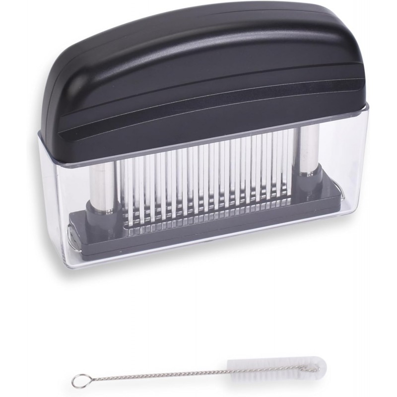 Meat Tenderizer Tool - 48 Stainless Steel Needle Blades for Tenderizing Chicken, Steak, Pork, Beef – Handheld Meat Tenderizer Stapler to Enhance Texture & Taste – Complete with Cleaning Brush