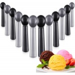 Gejoy 12 Pcs Ice Cream Scoop 7 Inch Nonstick Anti Freeze Ice Cream Scooper Aluminum Design Dessert Spoon for Gelatos Frozen Yogurt Fruit Sundaes Sorbet Almond Cookie Dough (Black and Silver)