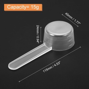 uxcell 5Pcs Plastic Measuring Spoons 15g/30ml Table Spoon Powder Scoops Spoon for Measuring Coffee Protein Powder Spices, Clear