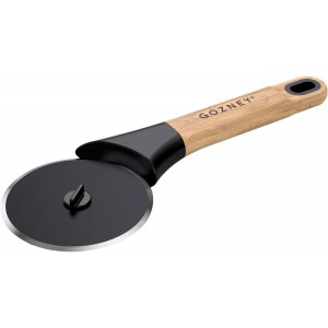 Gozney Pizza Cutter with a High Carbon Stainless Steel Blade that is Corrossion Resistant, Blade Lock, 2x Sharpened Edge and Solid Wood Handle