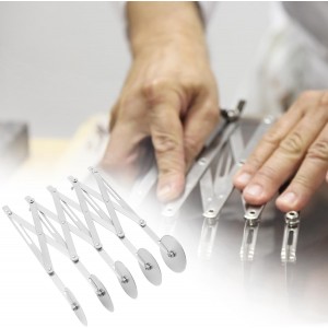 QWORK 5-Wheel Adjustable Pastry Cutter, Stainless Steel Pizza Divider, Expandable Multi-Round Baking Roller/Divider for Cookie, Dough, Cake, Pastry