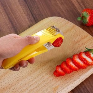 Yellow Food Manual Slicer, Stainless Steel Food Slicer, Banana Strawberry Cucumber Carrot Egg Vegetable Fruit Multifunctional Slicer, Handheld Portable Small Food Slicer Mandolines and Slicers