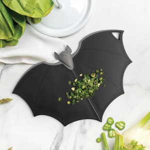 Cutting Board - Wooden & Plastic Cutting Boards for Kitchen, Fun & Spooky Kitchen Gadgets, Housewarming & Goth Gifts, Dishwasher Safe (Bat, Plastic)
