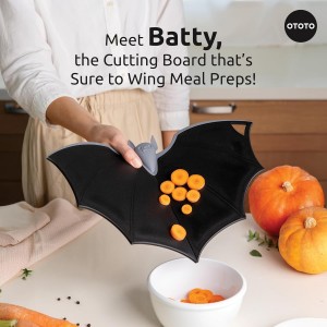 Cutting Board - Wooden & Plastic Cutting Boards for Kitchen, Fun & Spooky Kitchen Gadgets, Housewarming & Goth Gifts, Dishwasher Safe (Bat, Plastic)