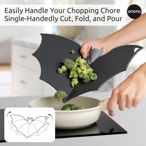 Cutting Board - Wooden & Plastic Cutting Boards for Kitchen, Fun & Spooky Kitchen Gadgets, Housewarming & Goth Gifts, Dishwasher Safe (Bat, Plastic)
