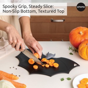 Cutting Board - Wooden & Plastic Cutting Boards for Kitchen, Fun & Spooky Kitchen Gadgets, Housewarming & Goth Gifts, Dishwasher Safe (Bat, Plastic)