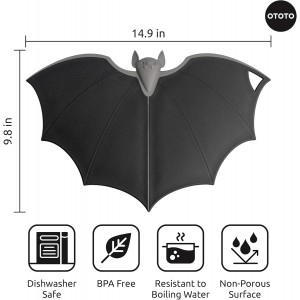 Cutting Board - Wooden & Plastic Cutting Boards for Kitchen, Fun & Spooky Kitchen Gadgets, Housewarming & Goth Gifts, Dishwasher Safe (Bat, Plastic)