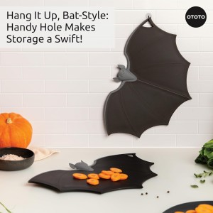 Cutting Board - Wooden & Plastic Cutting Boards for Kitchen, Fun & Spooky Kitchen Gadgets, Housewarming & Goth Gifts, Dishwasher Safe (Bat, Plastic)