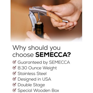 Semecca® Wine Opener – Professional Waiter’s Corkscrew, Double Hinged Wine Key, Wine Bottle Opener with Wooden Gift Box, Gift for Wine Lovers