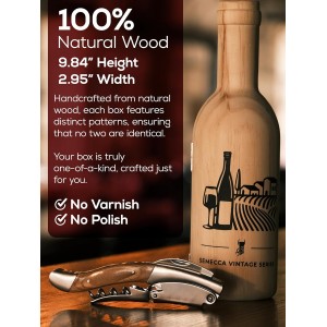 Semecca® Wine Opener – Professional Waiter’s Corkscrew, Double Hinged Wine Key, Wine Bottle Opener with Wooden Gift Box, Gift for Wine Lovers