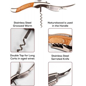 Semecca® Wine Opener – Professional Waiter’s Corkscrew, Double Hinged Wine Key, Wine Bottle Opener with Wooden Gift Box, Gift for Wine Lovers