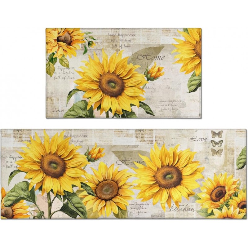 2 Piece Sunflower Kitchen Decor Rugs Set, Farmhouse Country Kitchen Rugs and Mats Non Skid Washable Absorbent Microfiber Kitchen Mats for Floor Mats Accessories Decoration 17