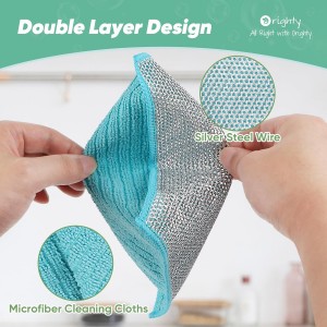 Orighty Multipurpose Wire Dishwashing Rag 12 Pcs, Upgraded Double-Layer Non-Scratch Wire Dish Cleaning Cloths, Kitchen Reusable Steel Scrubber, Powerful Dishcloth Rag for Cookware, Multicolor, 7