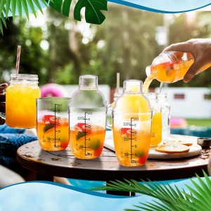 Lallisa 16 Pcs Plastic Cocktail Shaker Set Drink Mixer Clear Shaker Cup with Measurements Scales and Strainer Plastic Mixing Tool for Tea Coffee Bar Bubble Milk Christmas Gift(350 Cc/ 12 oz)