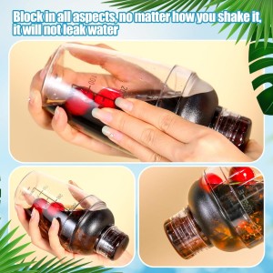 Lallisa 16 Pcs Plastic Cocktail Shaker Set Drink Mixer Clear Shaker Cup with Measurements Scales and Strainer Plastic Mixing Tool for Tea Coffee Bar Bubble Milk Christmas Gift(350 Cc/ 12 oz)