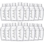 Lallisa 16 Pcs Plastic Cocktail Shaker Set Drink Mixer Clear Shaker Cup with Measurements Scales and Strainer Plastic Mixing Tool for Tea Coffee Bar Bubble Milk Christmas Gift(350 Cc/ 12 oz)