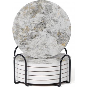 Set of 6 Abstract Onyx Marble Gray Coast...