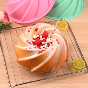 HUAKENER Large Fluted Cake Pan (2 Pack) - Nonstick Fluted Tube Pan, Large Round Silicone Mold for Cake, Brownie, Cornbread, Jello Cake