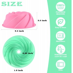 HUAKENER Large Fluted Cake Pan (2 Pack) - Nonstick Fluted Tube Pan, Large Round Silicone Mold for Cake, Brownie, Cornbread, Jello Cake