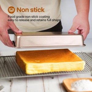 Deep Baking Pans Set, 3-Pieces Rectangle Cake Pan, Nonstick Roasting Pans Set for Thanksgiving Christmas, 9/11/13 Inch, Toaster Oven Tray Bakeware Set, Lasagna Pan Deep Size, Heavy Duty, Gold