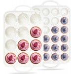 Regular 12 Cup and Mini 24 Cup Nonstick Cupcake Pan Set Silicone Muffin Pan for Baking Silicone Cupcake Mold with Metal Reinforced Frame BPA Free (2 Pcs, Cream)