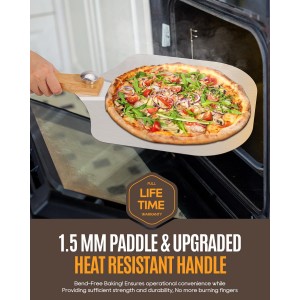 Pizza Peel Aluminum Pizza Spatula Set, 12 x 14 Inch Metal Pizza Paddle with Foldable Wooden Handle, Pizza Rocker Cutter, Pizza Server, Pizza Oven Accessories for Baking Homemade Pizza Bread