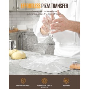 Pizza Peel Aluminum Pizza Spatula Set, 12 x 14 Inch Metal Pizza Paddle with Foldable Wooden Handle, Pizza Rocker Cutter, Pizza Server, Pizza Oven Accessories for Baking Homemade Pizza Bread