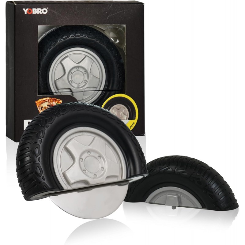 YOBRO Tire Pizza Cutter Wheel By YOBRO- Pizza Cutter, Pizza Slicer Stainless Steel, Funny Kitchen Accessories,gift for Car Lovers,White Elephant Gifts,Stocking Stuffers for Family