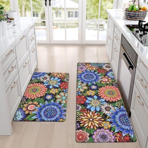 Likiyol Boho Kitchen Rugs, Boho Floral A...
