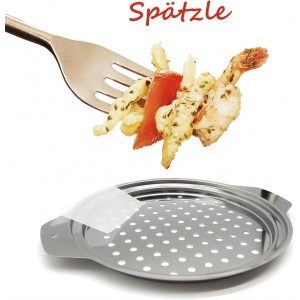 Stainless Steel Spaetzle Maker Lid with Scraper Traditional German Egg Noodle Maker Pan Pot Spaghetti Strainer