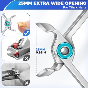 Toenail Clippers for Thick Toenails for Seniors, Slanted Nail Clippers for Men Thick Ingrown Nails with Wide Jaw Opening, Heavy Duty Curved Large Fingernail Ingrown Toenail Clippers