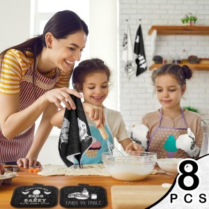 VitalCozy 8 Pcs Farm Animal Theme Kitchen Towels Pot Holders and Oven Mitt Set 4 Farmhouse Dish Towels 2 Rustic Square Potholders 2 Decorative Heat Resistant Glove for Cooking Baking Home Gifting