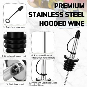 12 Pack Liquor Pour Spouts with Bottle Adapters, No Drip Pour Spouts for Large Neck Liquor Bottles, Bottle Pourers for Alcohol, Home Bar, Cocktails, Olive Oil up to 1 Inch/25 mm Neck