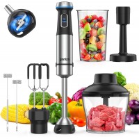 Ganiza Immersion Blender Handheld, 6 in 1 Hand Blender Stainless Steel Blade, 15 Speed Stick Blenders Electric, 800ml Mixing Beaker, 600ml Chopper, Whisk, Frother, Potato Masher