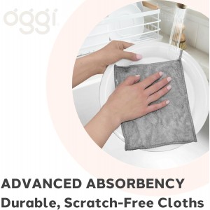 Oggi Bambou Odor-Free Kitchen Washcloths - Natural Kitchen Dish Cloths, 91% Bamboo-Derived Rayon Cellulose Fiber, Reusable, Absorbent, Hygienic, Fast Dry, Durable, Non-Scratch, Lint-Free - 6 pcs, 7x9