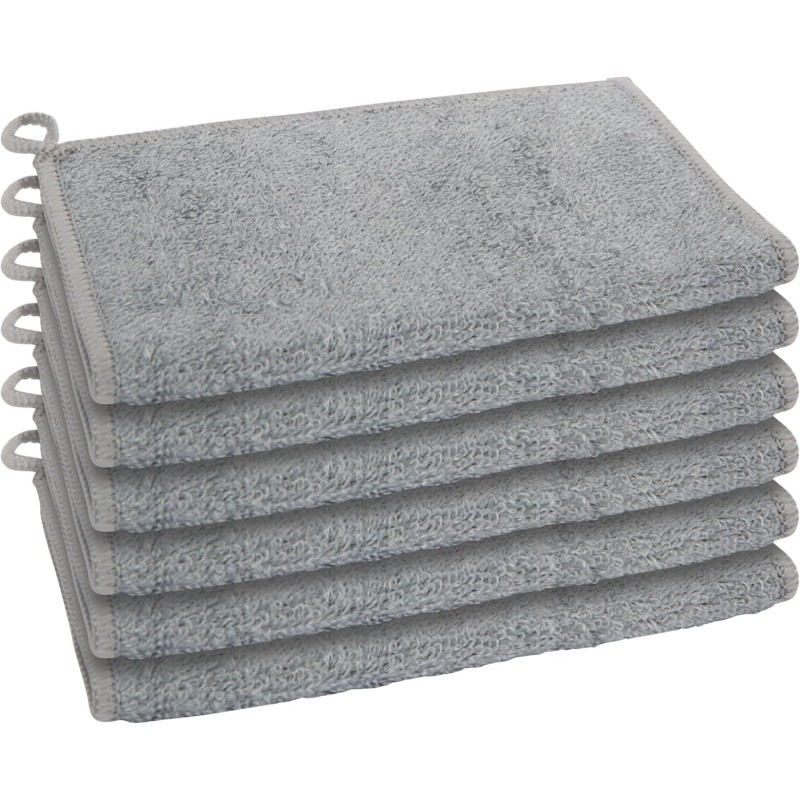 Oggi Bambou Odor-Free Kitchen Washcloths - Natural Kitchen Dish Cloths, 91% Bamboo-Derived Rayon Cellulose Fiber, Reusable, Absorbent, Hygienic, Fast Dry, Durable, Non-Scratch, Lint-Free - 6 pcs, 7x9