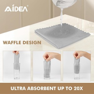 AIDEA Microfiber Cleaning Cloth for Glass 12PK, Grey, Lint Free Cloth Polishing Cleaning Rags, Stainless Steel Wipes, Barista Coffee Towel, Magic Cleaning Cloth for Glass, Windows, Mirrors, 11×11