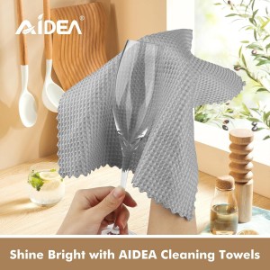 AIDEA Microfiber Cleaning Cloth for Glass 12PK, Grey, Lint Free Cloth Polishing Cleaning Rags, Stainless Steel Wipes, Barista Coffee Towel, Magic Cleaning Cloth for Glass, Windows, Mirrors, 11×11