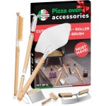 Premium Pizza Oven Accessories Kit - 6-Piece Set for Home Pizza Making: Includes Pizza Peel, Oven Brush, Bubble Popper Turner, Rocker Cutter, Dough Roller & Scraper