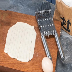 7 Wheel Pastry Cutter Tool,Adjustable Pasta Cutter wheel with Handle, Stainless Steel Multiple Pasta Roller Cutter tools, Baking Roller Pizza Cutter Slicer