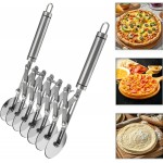 7 Wheel Pastry Cutter Tool,Adjustable Pasta Cutter wheel with Handle, Stainless Steel Multiple Pasta Roller Cutter tools, Baking Roller Pizza Cutter Slicer