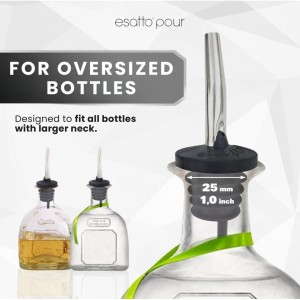 Esatto 6 Pack Metal Pourer Spouts for Oversized Bottles, Includes 6 Dust Caps to Protect from Dirt & Debris, Pour Spouts for Bottles, Liquor Bottle Pourers for Alcohol & Olive Oil