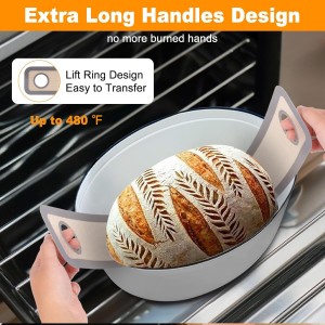 Philorn Silicone Bread Sling for Dutch Oven 2 Pcs, Reusable Silicone Bread Baking Mat With Extra Long Handles Non-Stick & Easy to Clean for Transfer Sourdough, Round