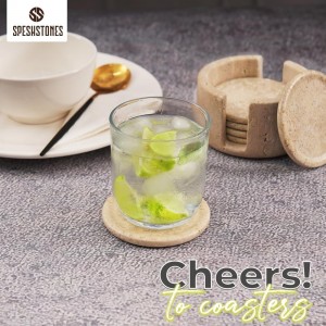 Marble Coasters Set of 6 Round 3.5 Inch Travertine Coaster for Drinks with Holder - Ideal Stone Drink Coasters for Coffee Bar Accessories, Gifts, Dining Table & Home Décor