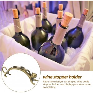 PRETYZOOM Cat Wine Stopper Holder Countertop Rack Metal Wine Pourer Organizer Small Bottle Stopper Stand for Home Bar Kitchen Display